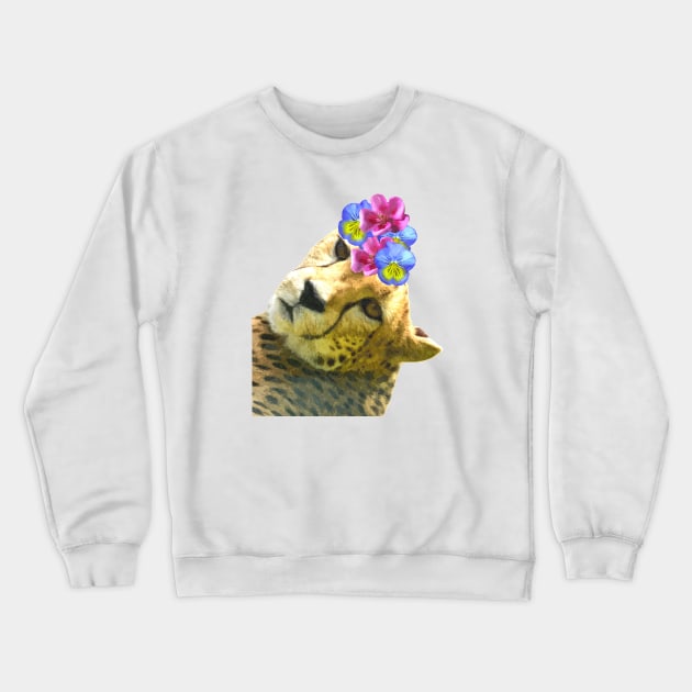 Cute Cheetah Portrait Crewneck Sweatshirt by Alemi